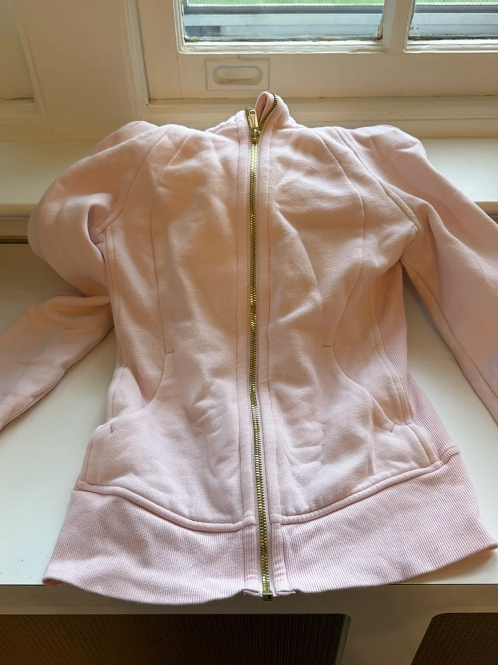 lululemon athletica Light Pink Zip-Front Bomber Jacket with Gold Zipper
